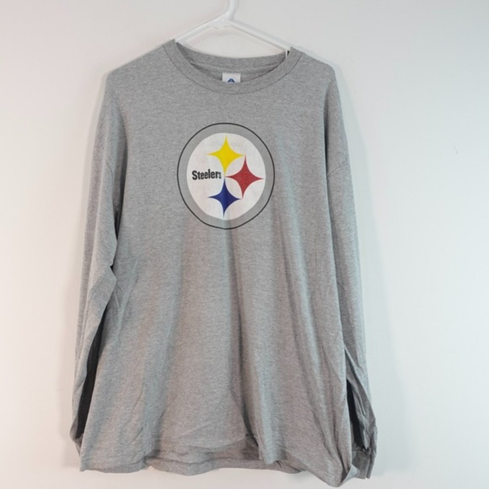PITTSBURGH STEELERS Shirt Mens‎ XL Gray Long Sleeve Logo Tee NFL Football